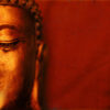 Buddha Face with Red Background